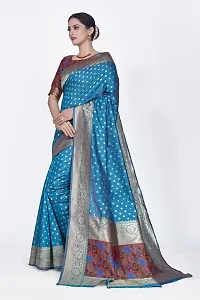 Stylish Silk Blend Zari Saree With Blouse Piece For Women-thumb3