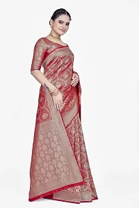 Stylish Silk Blend Zari Saree With Blouse Piece For Women-thumb4