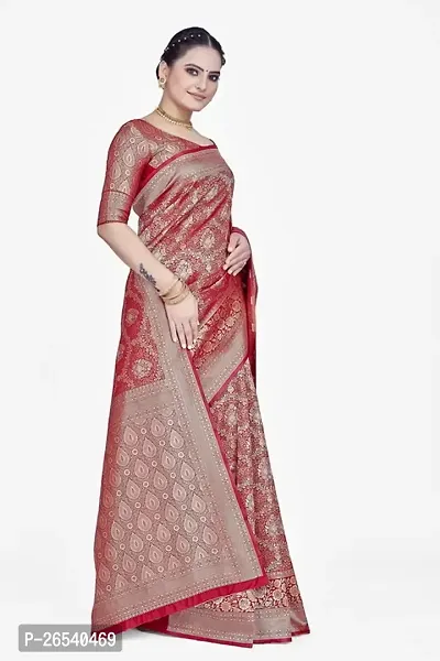 Stylish Silk Blend Zari Saree With Blouse Piece For Women-thumb5