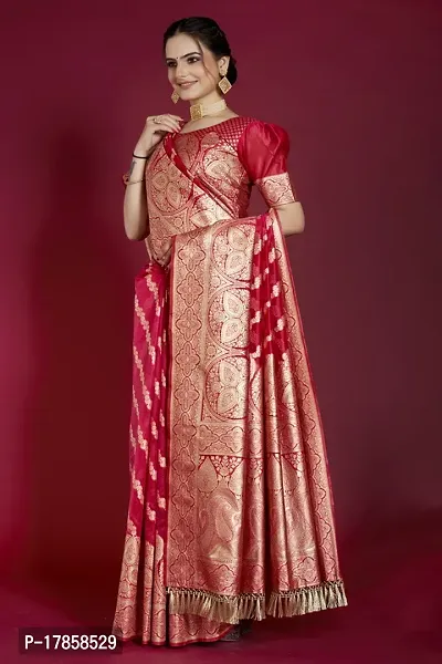 Beautiful  Organza  Jacquard Saree with Blouse Piece For Women-thumb4