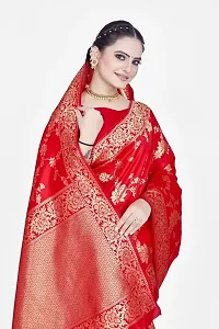 Stylish Silk Blend Zari Saree With Blouse Piece For Women-thumb2