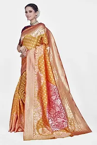 Stylish Silk Blend Zari Saree With Blouse Piece For Women-thumb3