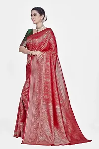 Stylish Silk Blend Zari Saree With Blouse Piece For Women-thumb3