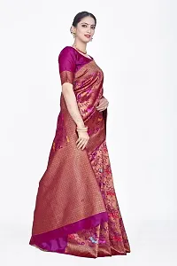 Stylish Silk Blend Zari Saree With Blouse Piece For Women-thumb4