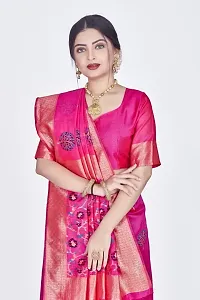 Stylish Silk Blend Zari Saree With Blouse Piece For Women-thumb2