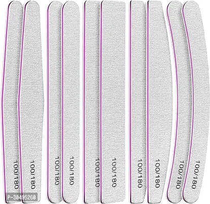 Nail Files 100/180, Gleevia 10 Pcs Nail Files for Natural Nails in 5 Shapes, Nail Files for Acrylic Nails, Professional Manicure and Pedicure Set