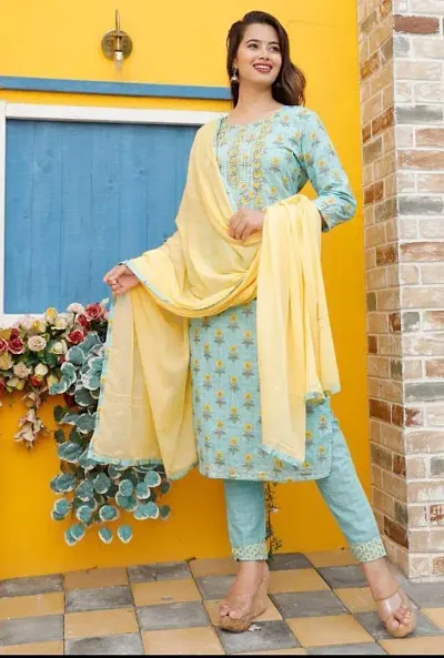 Beautiful Kurti with Pant and Dupatta