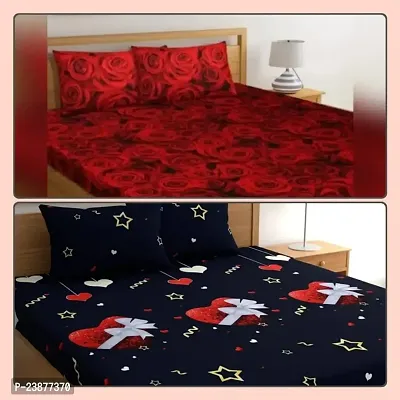 Comfortable Polycotton Queen Size 2 Bedsheets With 4 Pillowcovers Queen Bedsheet-thumb0