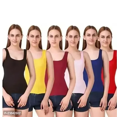 Women's and Girl's Camisole Tank Top Vest Sando Inner Wear Pack of 6-thumb0