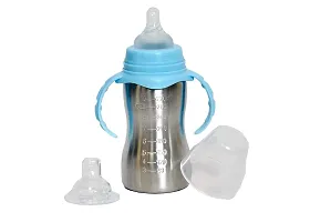 DOMENICO Baby Feeding Bottle in Stainless Steel rganic Kidz High Grade Stainless Steel 2 in 1 Sipper and Feeding Bottle with Silicone Nipple for Baby (240 ml)-thumb4