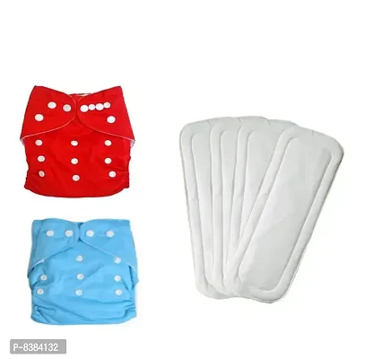 DOMENICO Washable Baby Diaper Premium Cloth Diaper Reusable Diaper, Washable Diaper, Adjustable Size, Waterproof(Assorted Color)-thumb0