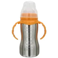 DOMENICO Baby Feeding Bottle in Stainless Steel rganic Kidz High Grade Stainless Steel 2 in 1 Sipper and Feeding Bottle with Silicone Nipple for Baby (240 ml)-thumb1