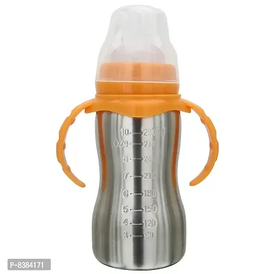 DOMENICO Baby Feeding Bottle in Stainless Steel rganic Kidz High Grade Stainless Steel 2 in 1 Sipper and Feeding Bottle with Silicone Nipple for Baby (240 ml)-thumb2