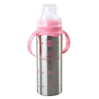DOMENICO 3 in 1 Baby Steel Feeding Bottle Thermo-Steel Multifunctional-Sipper, Nipple  Straw for New Born Babies/Toddlers BPA Free / Stylish Design with Handle( for 3+ Month Baby )-thumb3