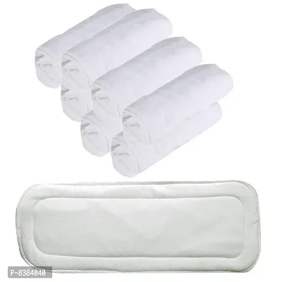 DOMENICO World Kids Diaper Inserts Reusable (Pack of 8) Baby Washable Cloth Diaper Nappies Wet-Free Inserts for Babies (5 Layer Insert Pad For Cloth Diapers) - White