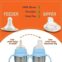DOMENICO World Baby Feeding Bottle in Stainless Steel rganic Kidz High Grade Stainless Steel 2 in 1 Sipper and Feeding Bottle with Silicone Nipple for Baby-thumb2