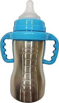 DOMENICO Baby Feeding Bottle in Stainless Steel rganic Kidz High Grade Stainless Steel 2 in 1 Sipper and Feeding Bottle with Silicone Nipple for Baby (240 ml)-thumb3