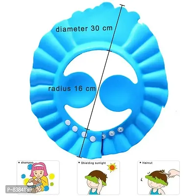 DOMENICO Baby Shower Cap Adjustable Safe Soft Bathing Baby Shower Hair Wash Cap for Children, Baby Bath Cap Shower Protection for Eyes and Ear, Bathing Baby Shower Cap, Baby Bath Cap-Blue-thumb4