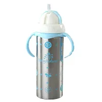 DOMENICO 3 in 1 Baby Steel Feeding Bottle Thermo-Steel Multifunctional-Sipper, Nipple  Straw for New Born Babies/Toddlers BPA Free / Stylish Design with Handle( for 3+ Month Baby )-thumb1