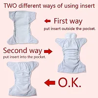 DOMENICO Washable Baby Diaper Premium Cloth Diaper Reusable Diaper, Washable Diaper, Adjustable Size, Waterproof Pocket Cloth Diaper Nappie(2 Diaper - 4 Insert)(Assorted Color)-thumb3