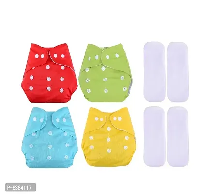 DOMENICO Washable Baby Diaper Premium Cloth Diaper Reusable Diaper, Washable Diaper, Adjustable Size, Waterproof(Assorted Color)-thumb0