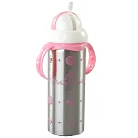 DOMENICO 3 in 1 Baby Steel Feeding Bottle Thermo-Steel Multifunctional-Sipper, Nipple  Straw for New Born Babies/Toddlers BPA Free / Stylish Design with Handle( for 3+ Month Baby )-thumb1
