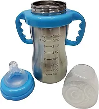 DOMENICO Baby Feeding Bottle in Stainless Steel rganic Kidz High Grade Stainless Steel 2 in 1 Sipper and Feeding Bottle with Silicone Nipple for Baby (240 ml)-thumb2