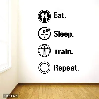 Rawpockets Decals Eat Sleep Train Repeat Gym Quote Self Adhesive Wall Sticker-thumb0