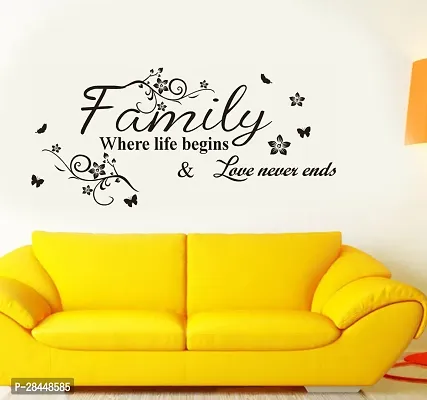 Family Where Life Begins Wall Sticker Pvc Vinyl, 60 Cm X 45 Cm, Black-thumb0