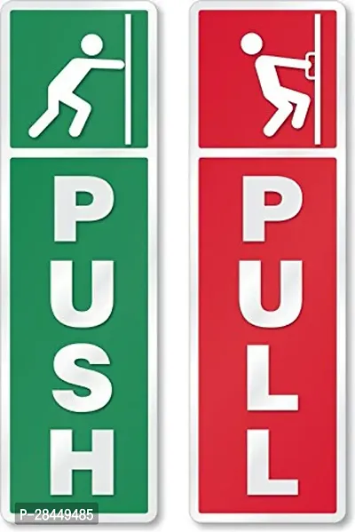 Asmi Collections Self Adhesive Push And Pull Sign Stickers - Set Of 4