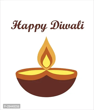 Diwali Puja Function Home Decoration Floor Decoration Rangoli Decorative Diya Happy Diwali Wall Sticker Size - 48 Cm X 46 Cm-thumb0