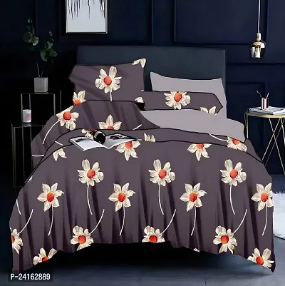 Quirky Home 210TC Cotton Feel Glace Cotton Elastic Fitted Printed Double Bed Bedsheet