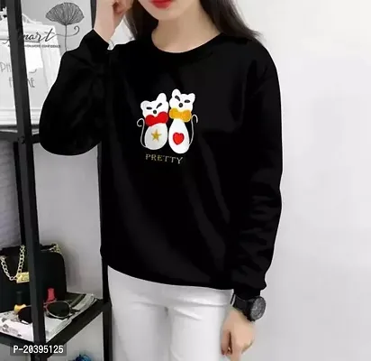 Elegant Black Cotton Self Pattern Tshirt For Women-thumb0