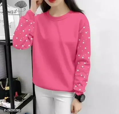 Elegant Pink Cotton Self Pattern Tshirt For Women-thumb0