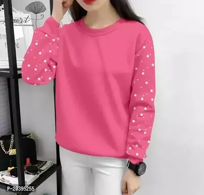Elegant Peach Cotton Self Pattern Tshirt For Women-thumb0