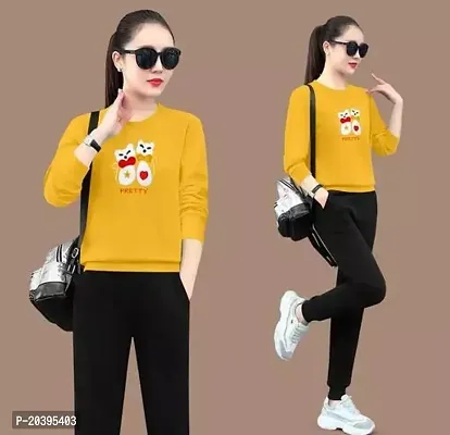 Elegant Yellow Cotton Self Pattern Tshirt For Women-thumb0