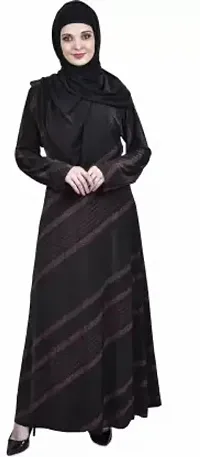 Contemporary Striped Burqa With Hijab For Women