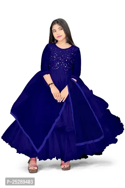 Trendy Girls Ethnic Gowns With Dupatta-thumb0