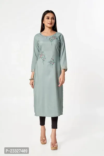 A-Line Teal  Cotton Silk Kurta For Women