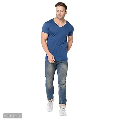 Stylish Polyester Solid V Neck Tees For Men-thumb0