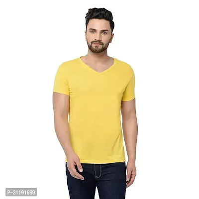 Stylish Polyester Solid V Neck Tees For Men-thumb0