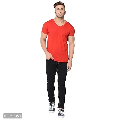 Stylish Polyester Solid V Neck Tees For Men