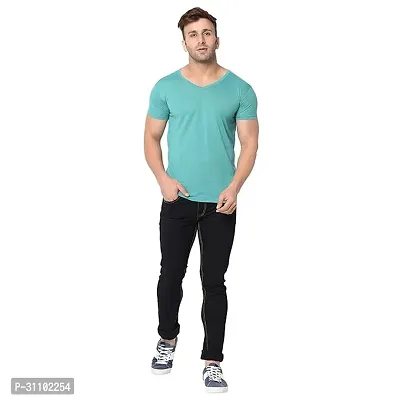 Stylish Polyester Solid V Neck Tees For Men