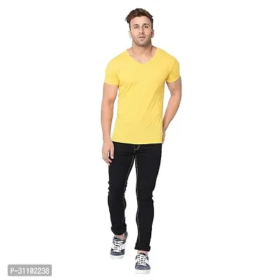 Stylish Polyester Solid V Neck Tees For Men