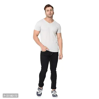 Stylish Polyester Solid V Neck Tees For Men