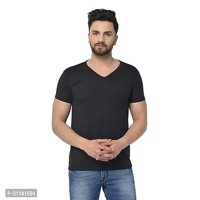 Stylish Polyester Solid V Neck T-shirt For Men-thumb0