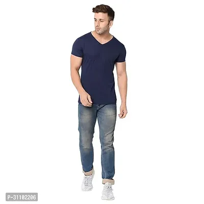 Stylish Polyester Solid V Neck Tees For Men