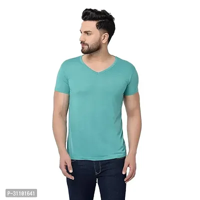 Stylish Polyester Solid V Neck Tees For Men