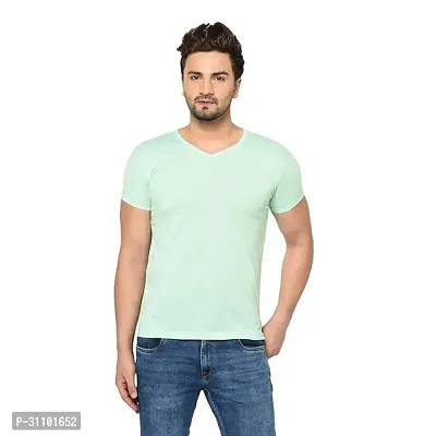 Stylish Polyester Solid V Neck Tees For Men