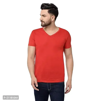 Stylish Polyester Solid V Neck Tees For Men